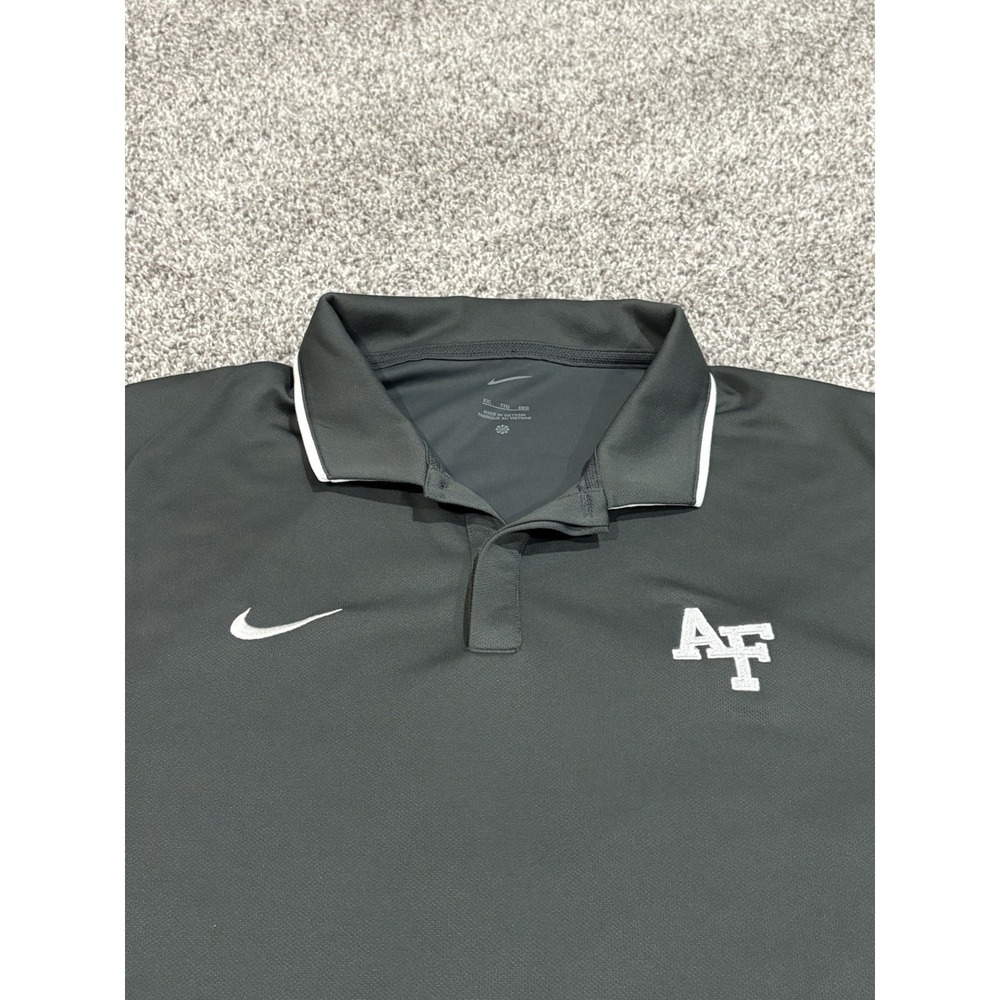 Nike Air Force Falcons Polo Shirt Mens XXL Grey Short Sleeve AF Logo Performance